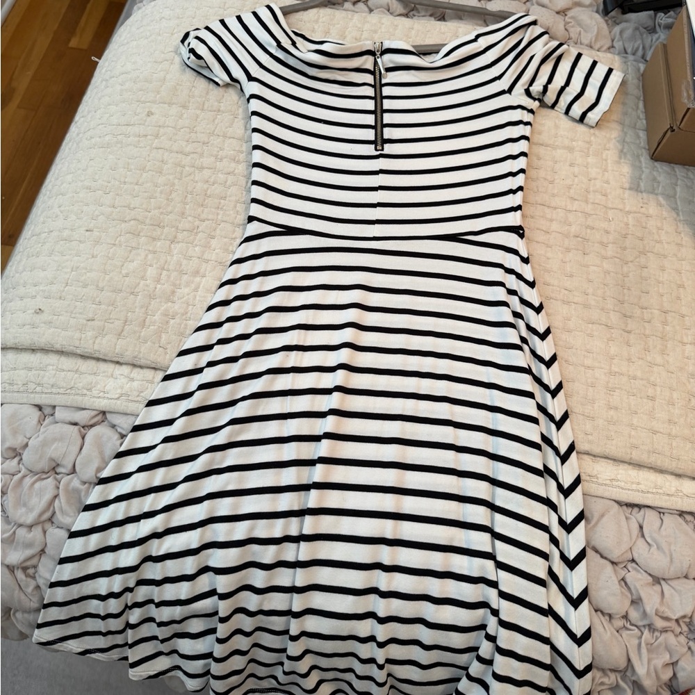 White House Black Market Striped off the Shoulder Dress